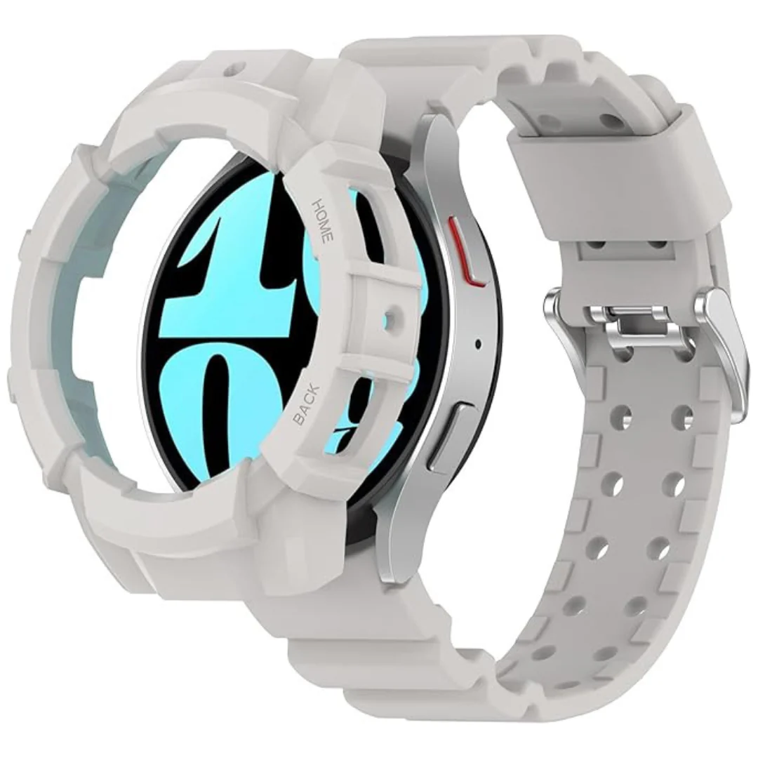 Soft Silicone Watch Band With Case For Samsung Galaxy Watch 7 (Various)