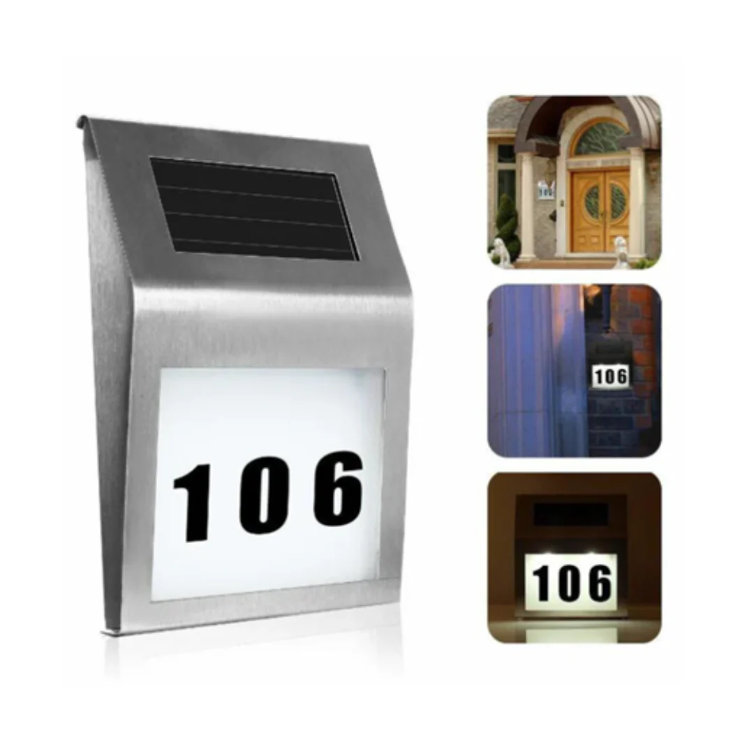 Solar LED Address Sign House Number Light With White LEDs