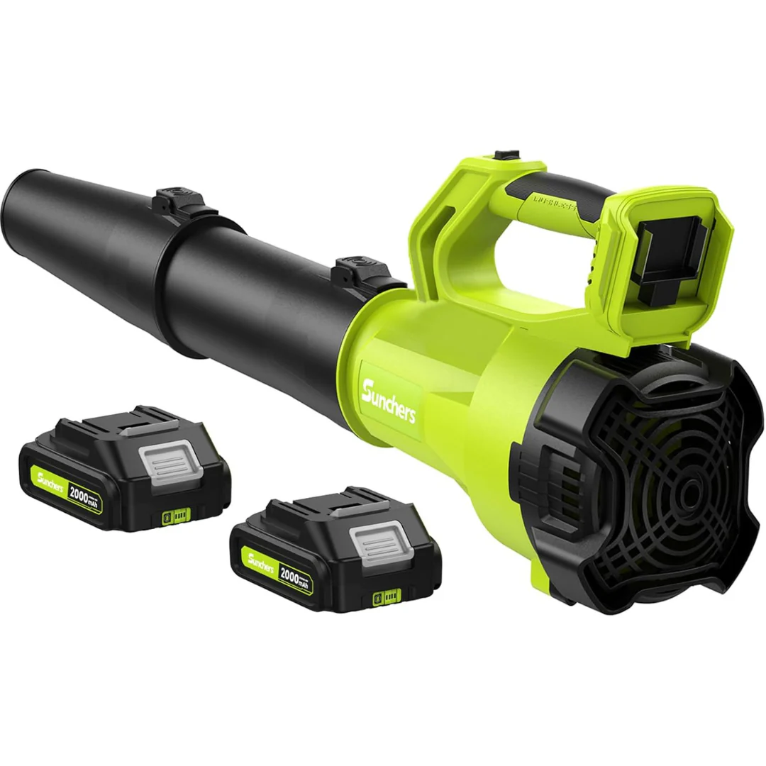 Sunchers Portable Cordless Electric Leaf Blower w/ 2 Batteries & Charger