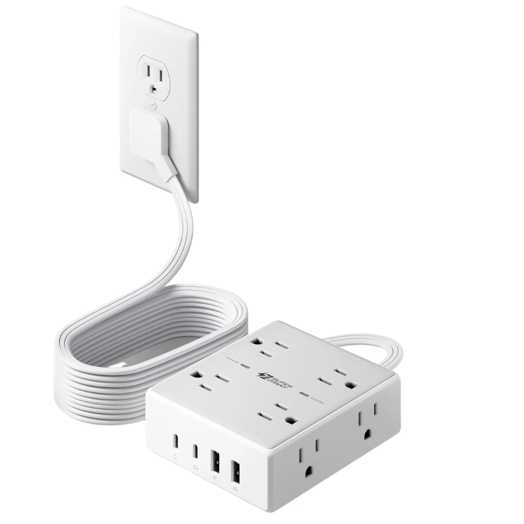 Surge Protector Power Strip 10' Extension Cord with Multiple Outlets