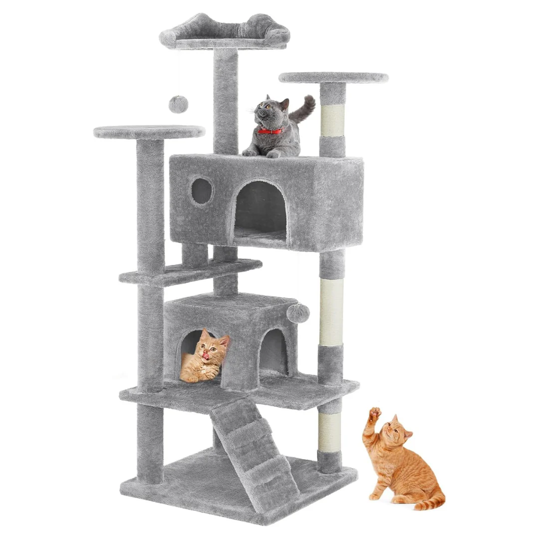 Sweetcrispy 54" Cat Tree Multi-Level Tower With Cat Scratching Post