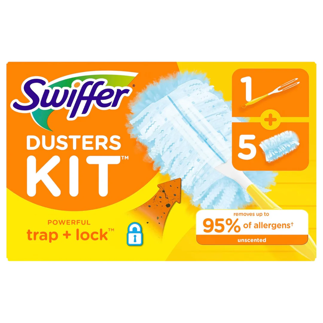 Swiffer Duster Short Handle Starter Kit (1 Handle, 5 Dusters)