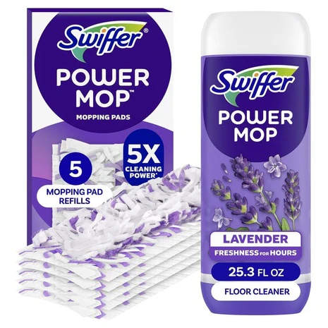 Swiffer PowerMop Refill Kit: 10 Pads + 2 Lavender Cleaning Solutions