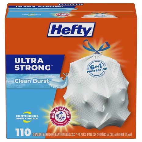 Targeted: 110 Hefty Ultra Strong 13 Gallon Trash Bags
