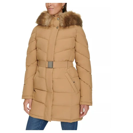 Tommy Hilfiger Women's Faux-Fur-Trim Hooded Puffer Coat