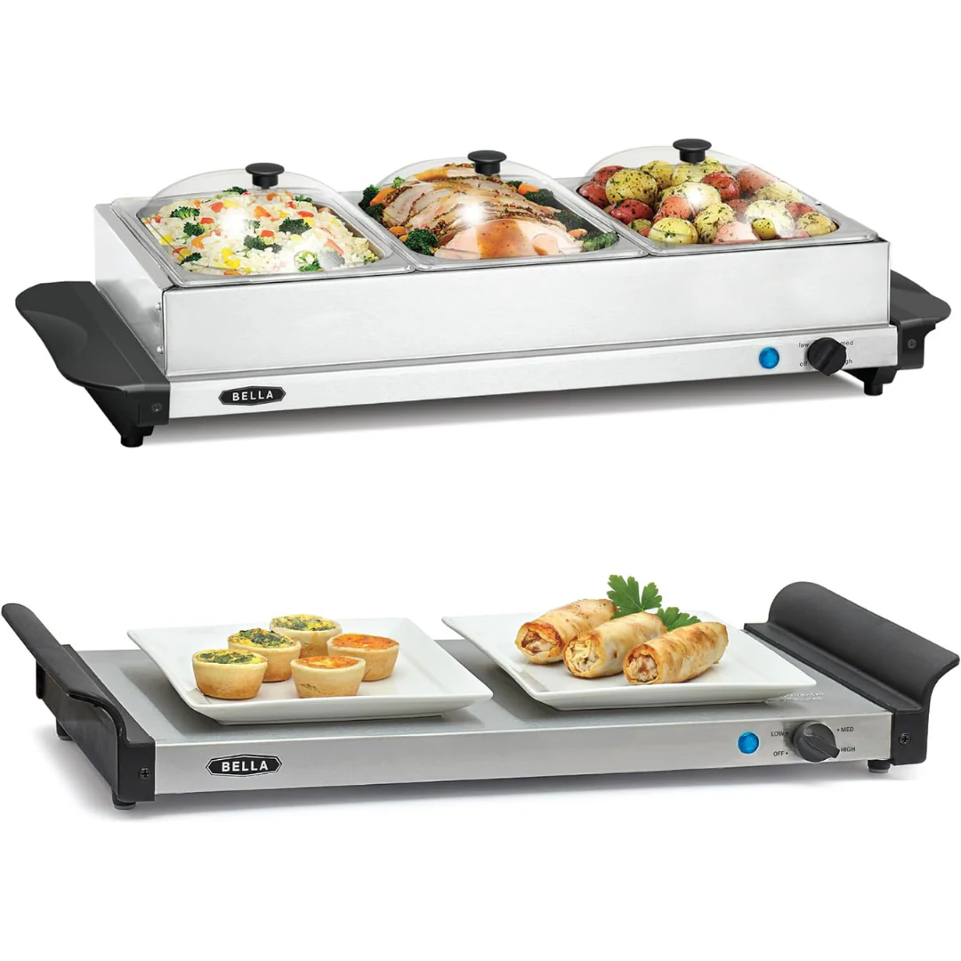 Triple BELLA 4.5 Quart Electric Buffet Server Warming Tray
