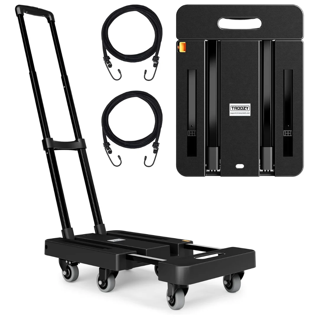 Troozy Heavy Duty Dolly Cart with 6 Wheels & 2 Elastic Ropes