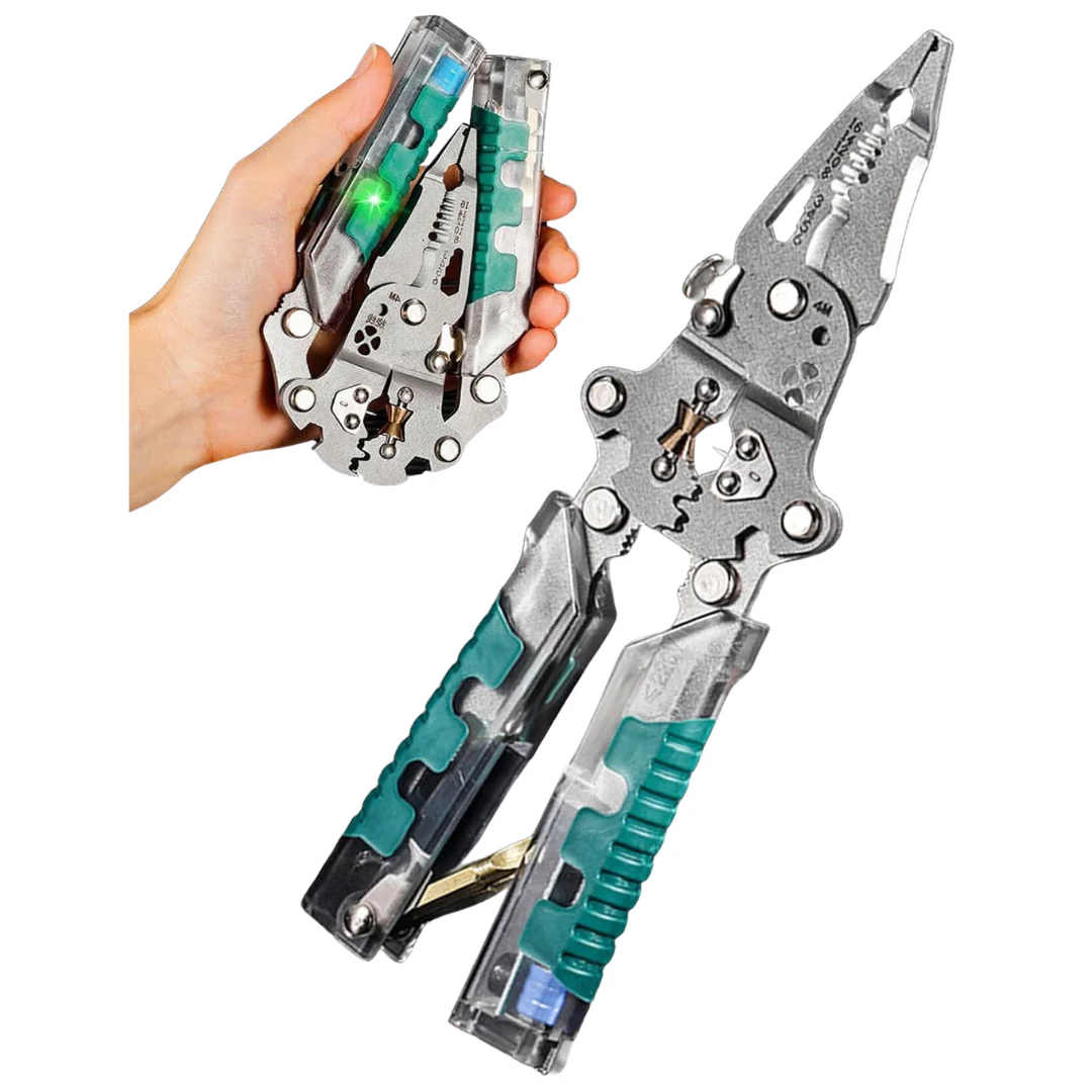 Tuvilo Folding Electrical Pliers With Screwdriver & Wire Stripper