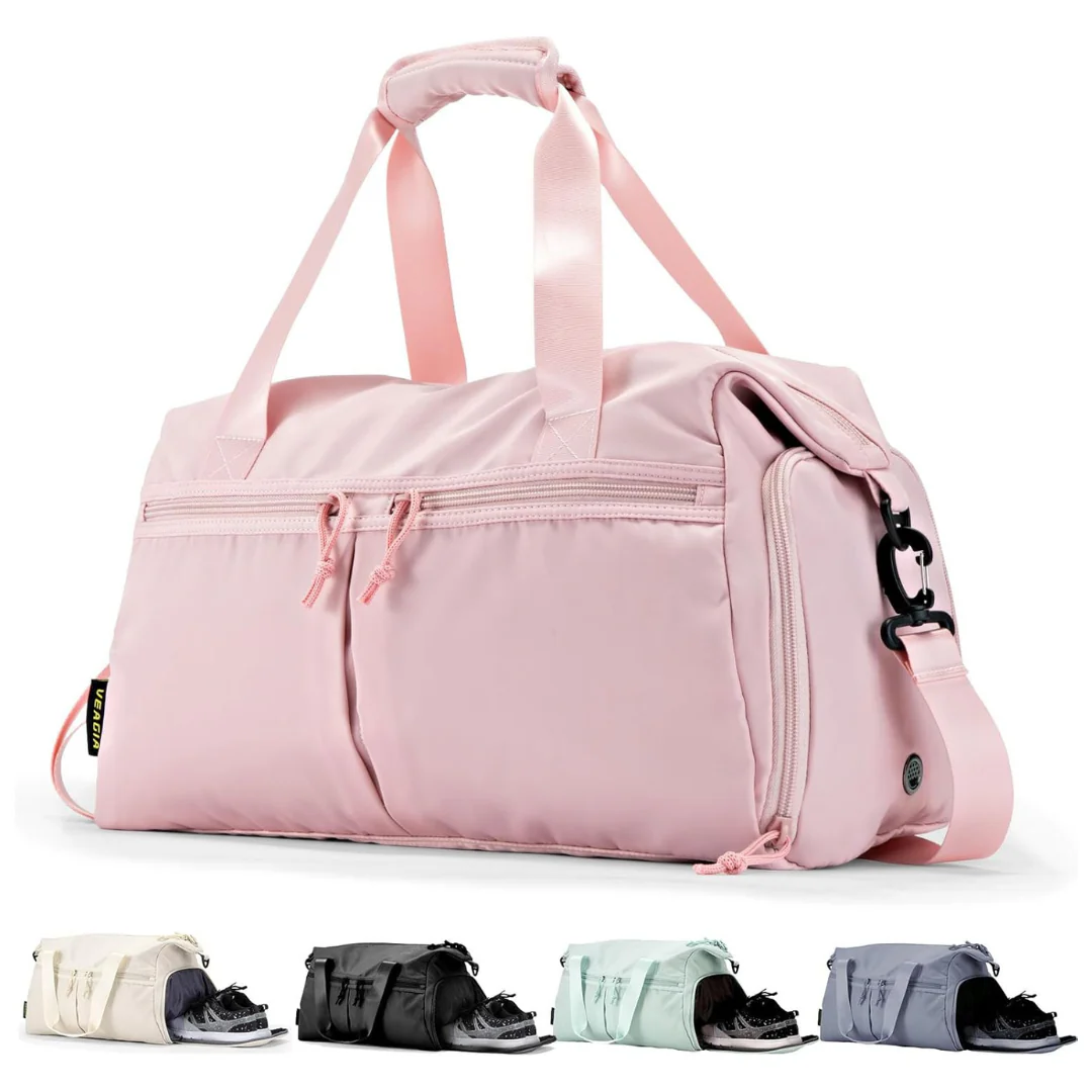 Unisex Weekender Duffel Bag With Shoe Compartment & Wet Pocket