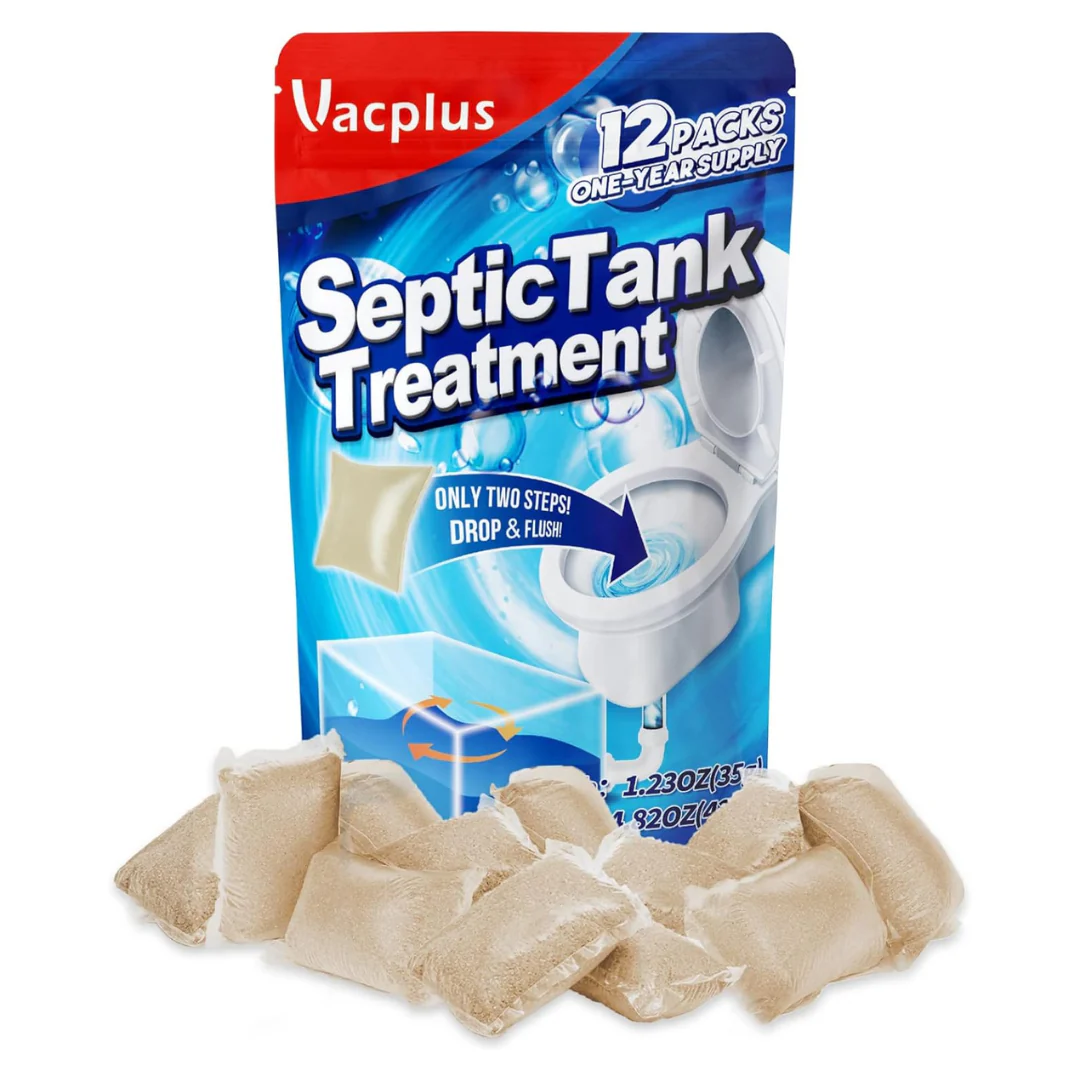 Vacplus Septic Tank Treatment 12 Dissolvable Packs (1-Year Supply)
