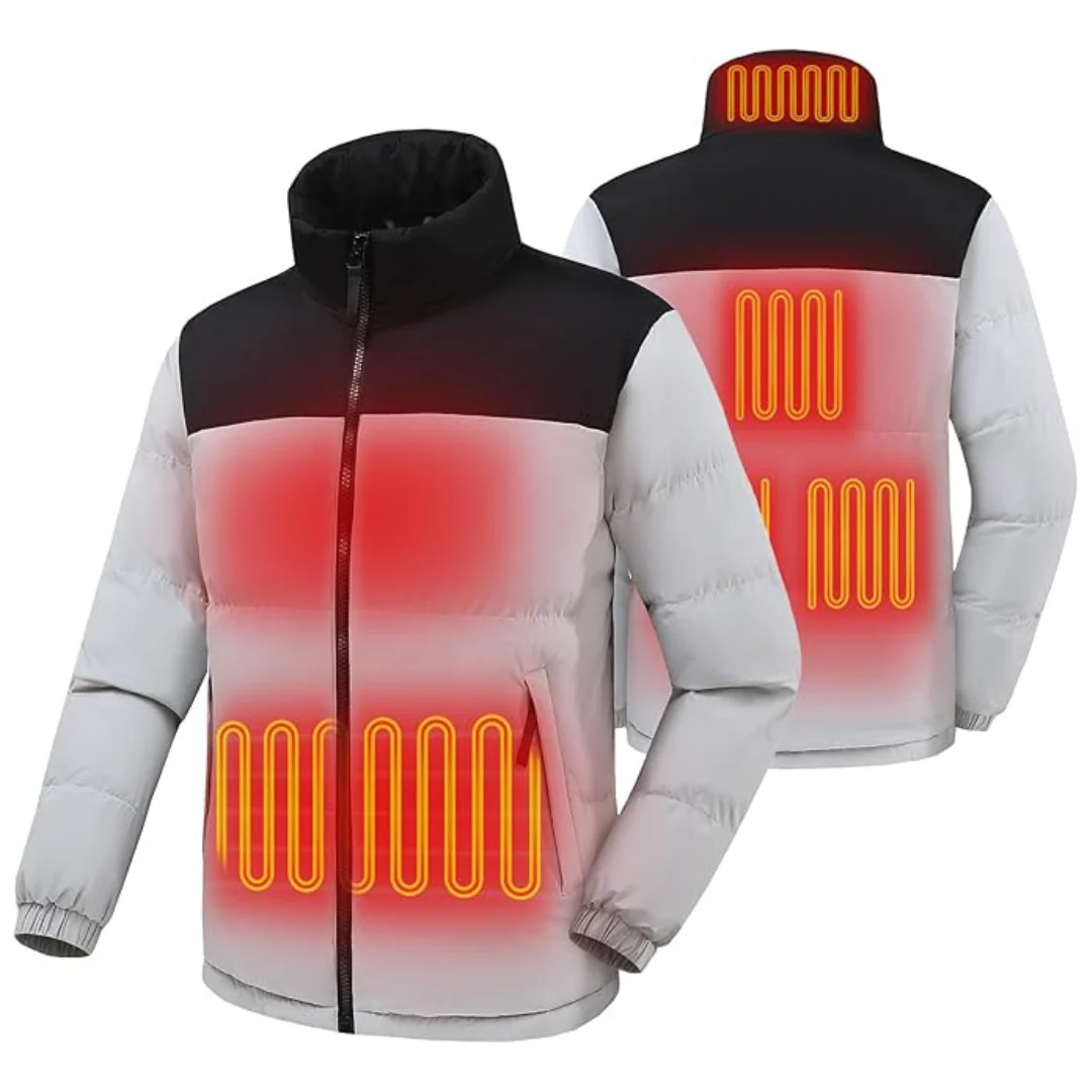 Ventrollo Men's Heated Jacket With Battery (Grey, L)