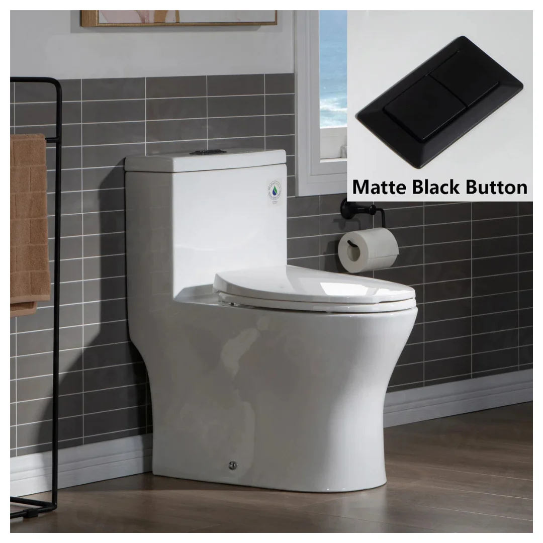 WoodBridge 1.28 GPF Elongated One Piece Dual-Flush Toilet