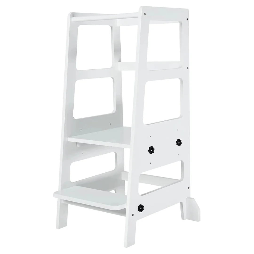 Wooden Adjustable-Height Tower Stool