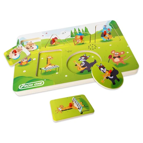 Wooden Sound Puzzles with 6 Farm Animals & Beethoven Music