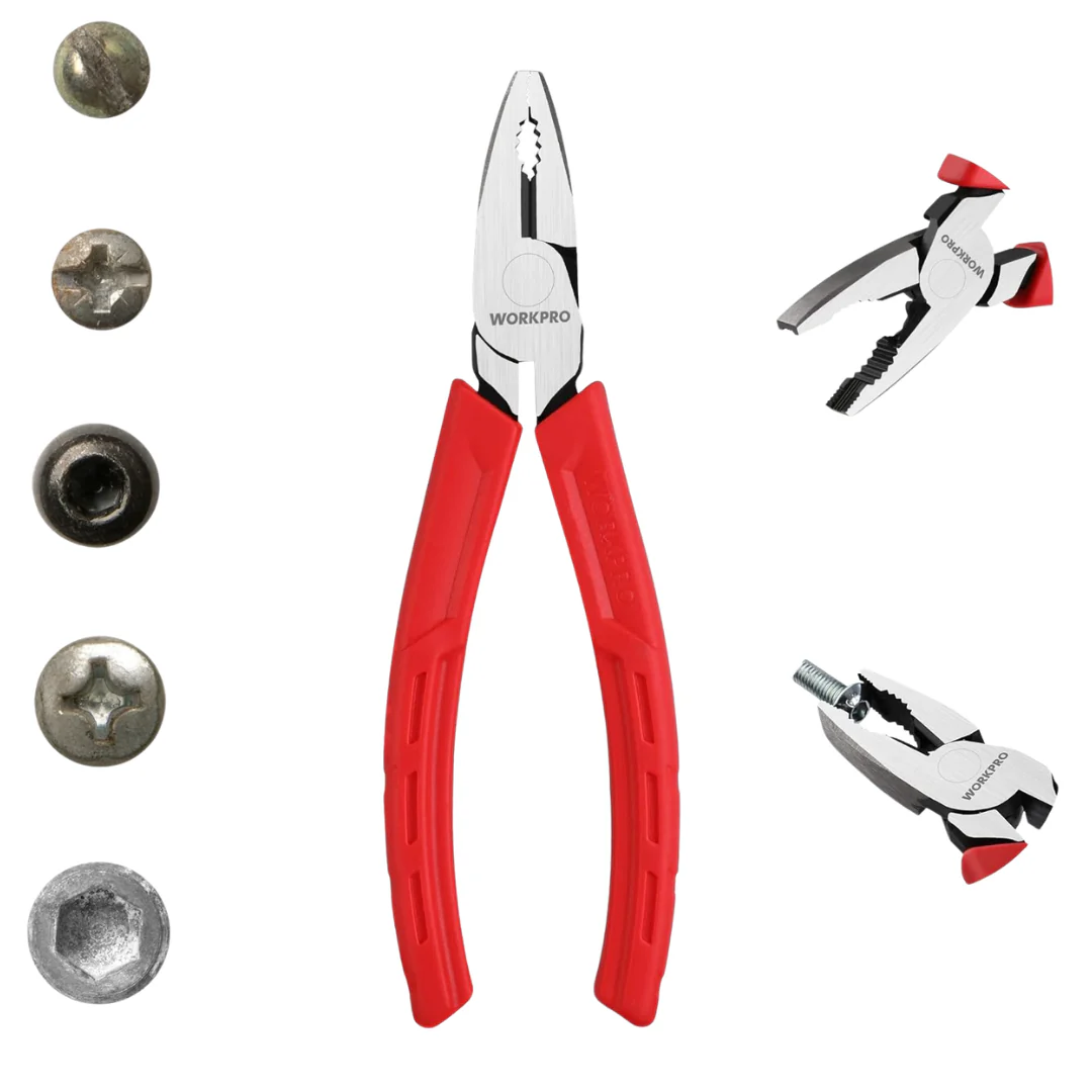 Workpro 6.5" Linesman S Screw Extractor Pliers W/ Unique Non-Slip Jaws