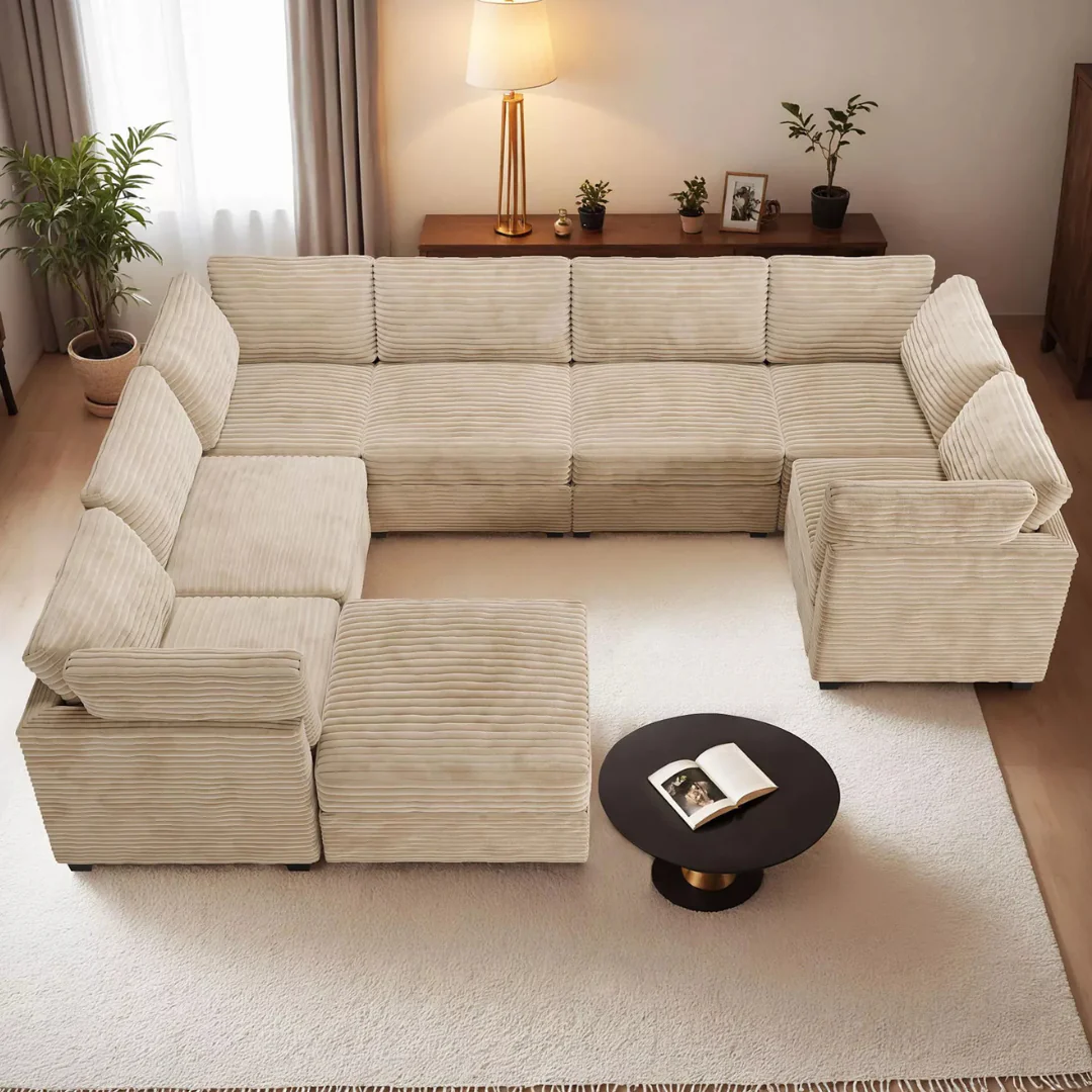 Xizzi 8-Piece U-Shaped Deep Seat Cloud Couch with Chaise Ottoman