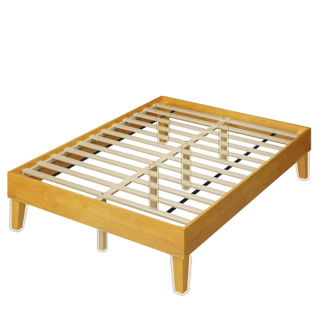 Yaheetech Full Size Natural Solid Wood Platform Bed Frame