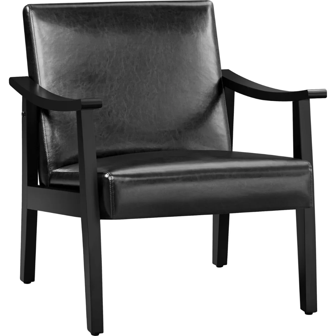 Yaheetech PU Leather Mid-Century Accent Chair