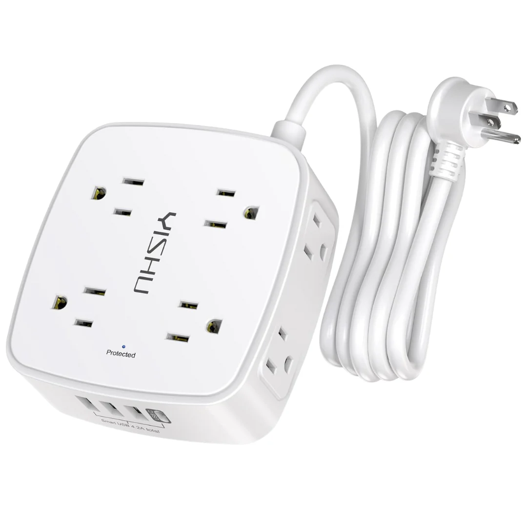 YISHU 6-Ft 8-Outlets & 4-USB Ports Surge Protector Power Strip